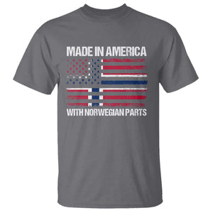 Made in America with Norwegian Parts T Shirt Half American Flag USA Norway Pride TS14 Charcoal Print Your Wear