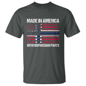 Made in America with Norwegian Parts T Shirt Half American Flag USA Norway Pride TS14 Dark Heather Print Your Wear