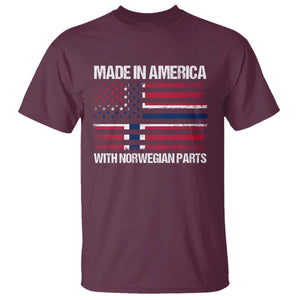 Made in America with Norwegian Parts T Shirt Half American Flag USA Norway Pride TS14 Maroon Print Your Wear