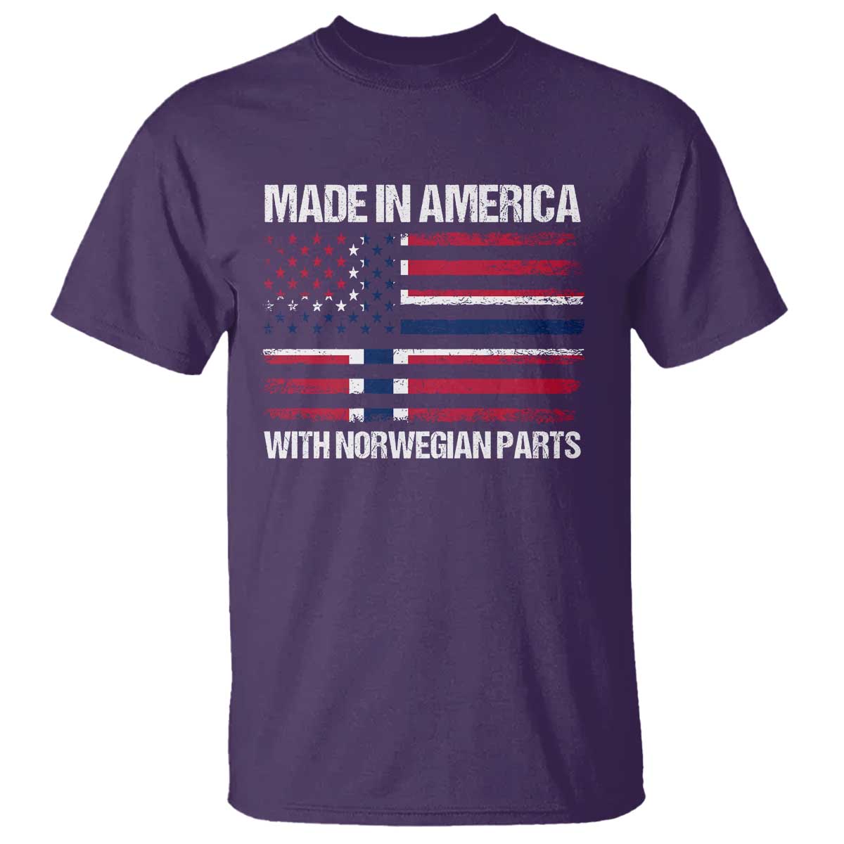 Made in America with Norwegian Parts T Shirt Half American Flag USA Norway Pride TS14 Purple Print Your Wear