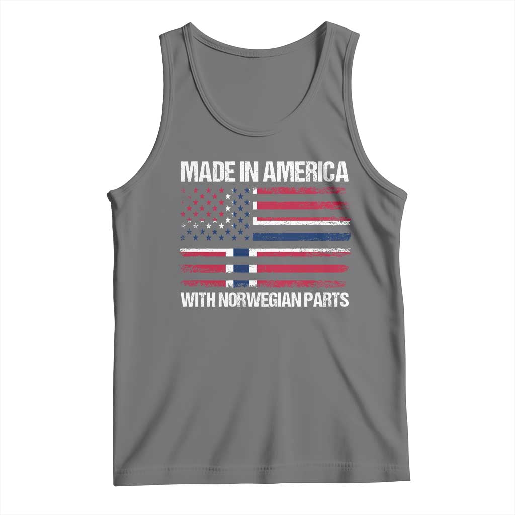 Made in America with Norwegian Parts Tank Top Half American Flag USA Norway Pride TS14 Black Heather Print Your Wear
