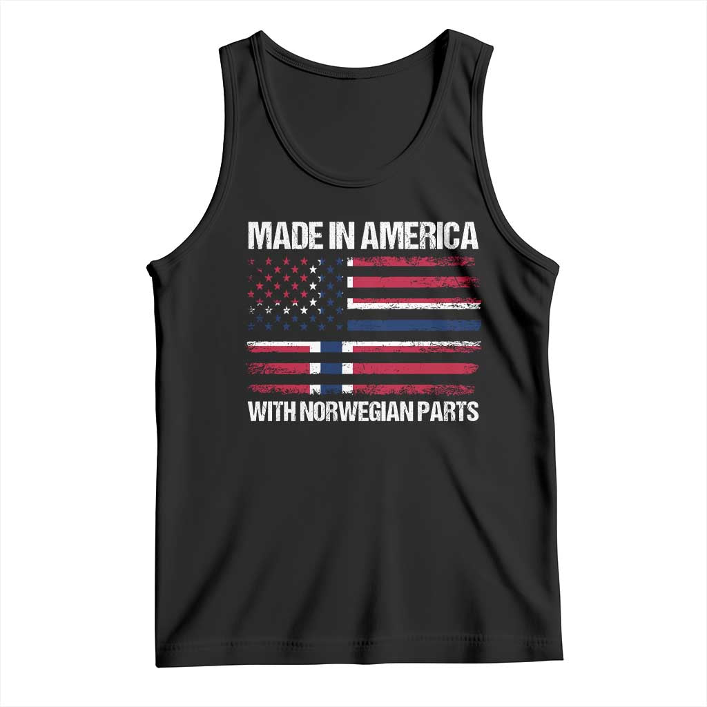 Made in America with Norwegian Parts Tank Top Half American Flag USA Norway Pride TS14 Black Print Your Wear