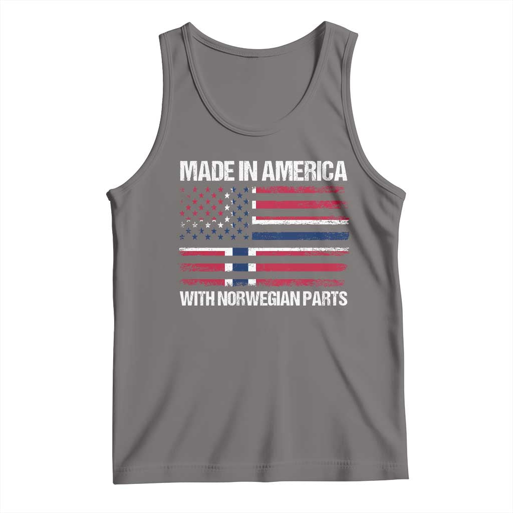 Made in America with Norwegian Parts Tank Top Half American Flag USA Norway Pride TS14 Deep Heather Print Your Wear