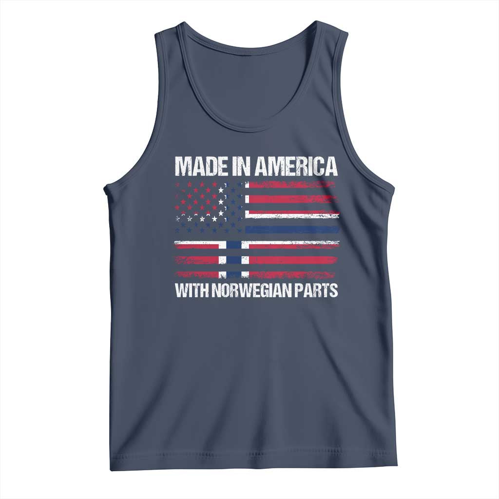 Made in America with Norwegian Parts Tank Top Half American Flag USA Norway Pride TS14 Navy Print Your Wear