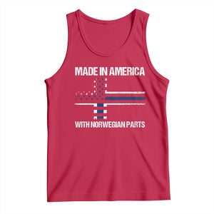 Made in America with Norwegian Parts Tank Top Half American Flag USA Norway Pride TS14 Red Print Your Wear