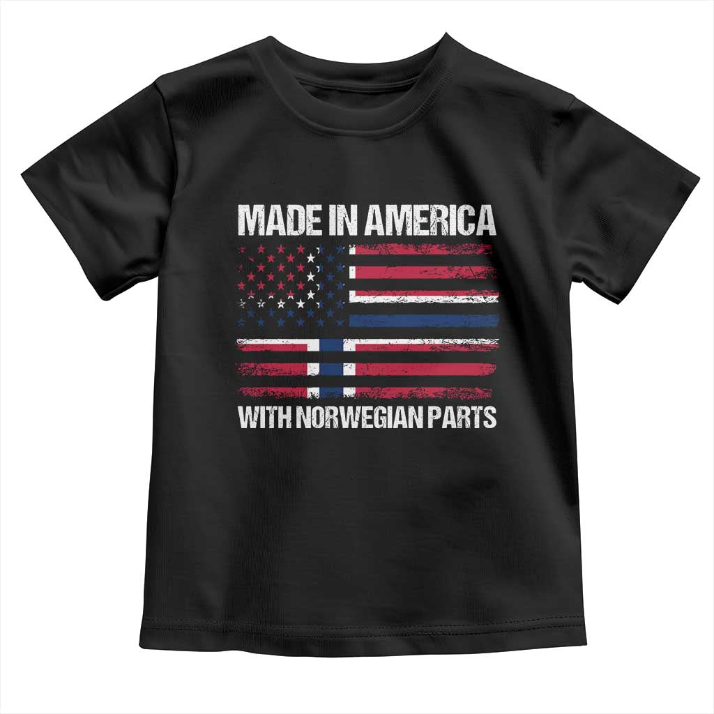 Made in America with Norwegian Parts Toddler T Shirt Half American Flag USA Norway Pride TS14 Black Print Your Wear