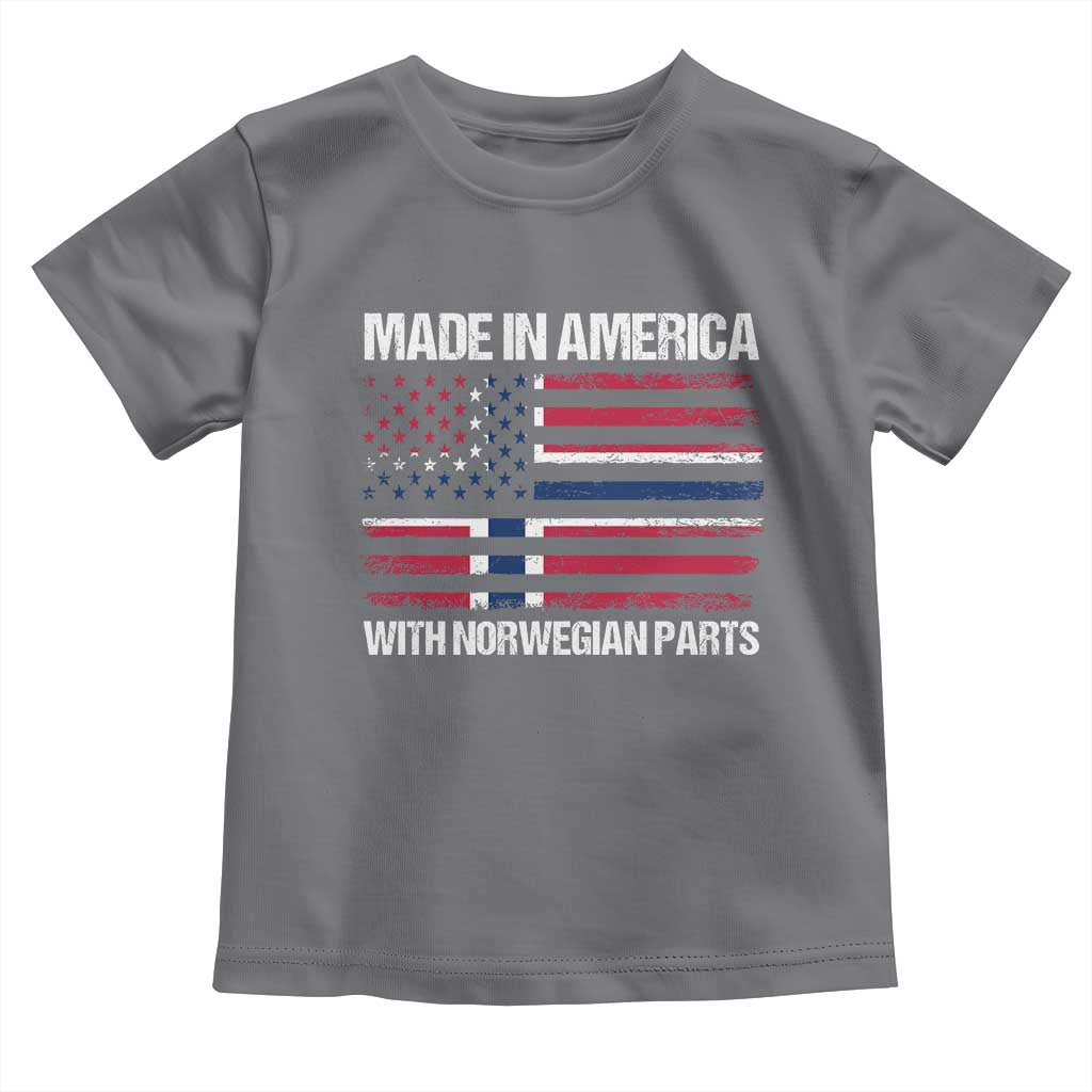 Made in America with Norwegian Parts Toddler T Shirt Half American Flag USA Norway Pride TS14 Charcoal Print Your Wear