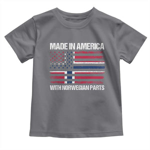 Made in America with Norwegian Parts Toddler T Shirt Half American Flag USA Norway Pride TS14 Charcoal Print Your Wear