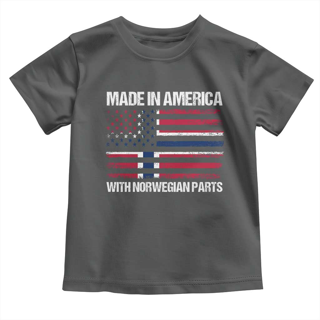 Made in America with Norwegian Parts Toddler T Shirt Half American Flag USA Norway Pride TS14 Dark Heather Print Your Wear