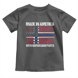 Made in America with Norwegian Parts Toddler T Shirt Half American Flag USA Norway Pride TS14 Dark Heather Print Your Wear