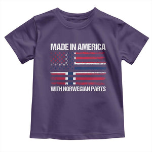 Made in America with Norwegian Parts Toddler T Shirt Half American Flag USA Norway Pride TS14 Purple Print Your Wear
