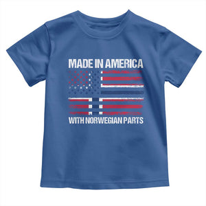 Made in America with Norwegian Parts Toddler T Shirt Half American Flag USA Norway Pride TS14 Royal Blue Print Your Wear