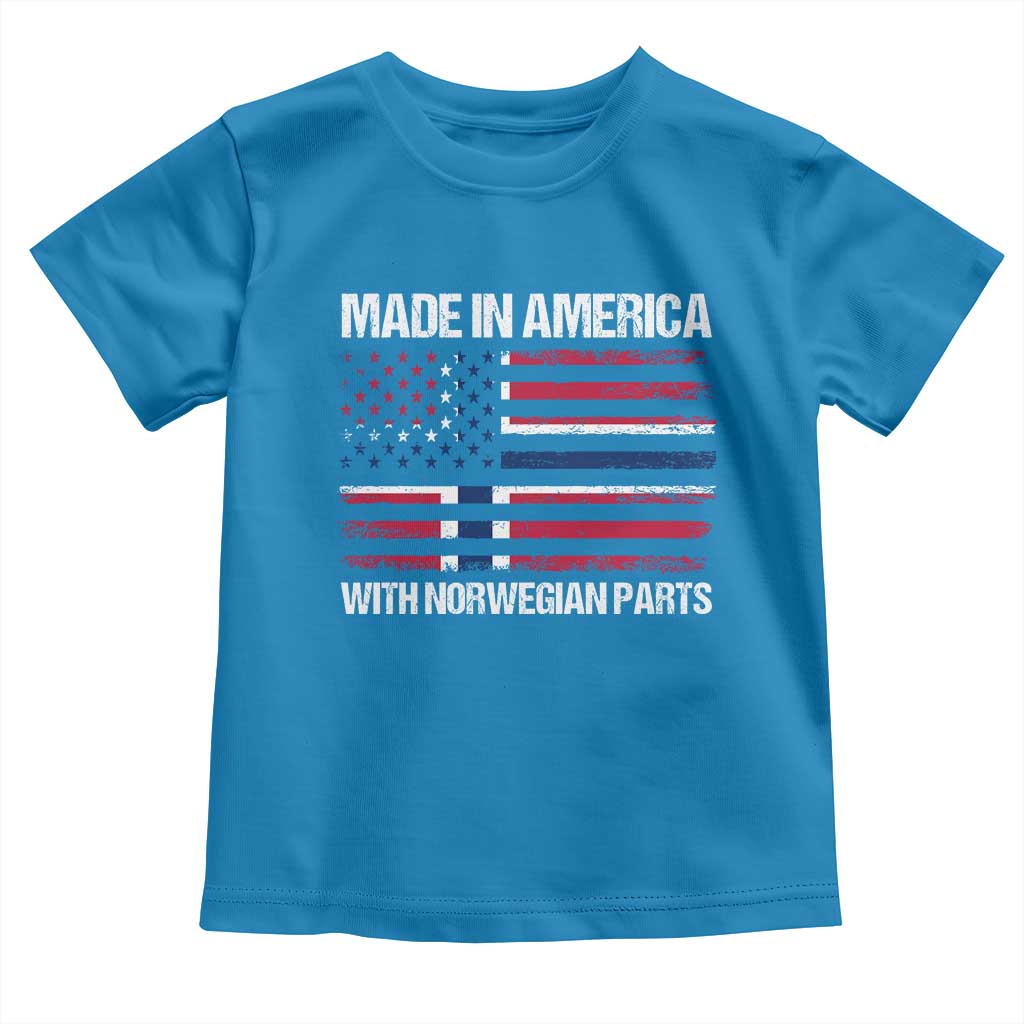 Made in America with Norwegian Parts Toddler T Shirt Half American Flag USA Norway Pride TS14 Sapphire Print Your Wear