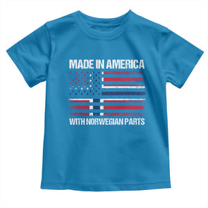 Made in America with Norwegian Parts Toddler T Shirt Half American Flag USA Norway Pride TS14 Sapphire Print Your Wear
