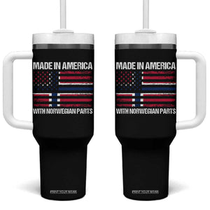 Made in America with Norwegian Parts Tumbler With Handle Half American Flag USA Norway Pride TS14 One Size: 40 oz Black Print Your Wear