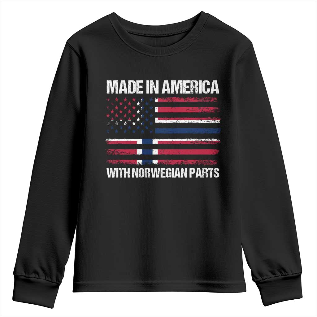 Made in America with Norwegian Parts Youth Sweatshirt Half American Flag USA Norway Pride TS14 Black Print Your Wear