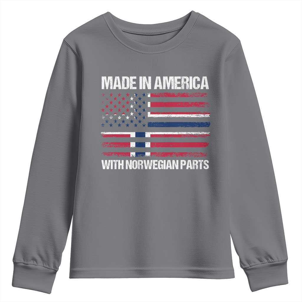 Made in America with Norwegian Parts Youth Sweatshirt Half American Flag USA Norway Pride TS14 Charcoal Print Your Wear