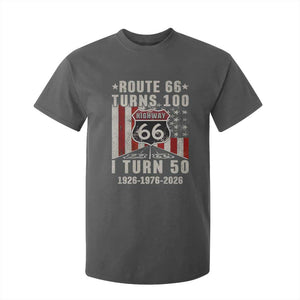 Highway 66 Turn 100 I Turn 50 T Shirt For Kid Vintage 1976 Born American Road Sign Centennial 2026 TS14 Dark Heather Print Your Wear