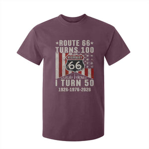 Highway 66 Turn 100 I Turn 50 T Shirt For Kid Vintage 1976 Born American Road Sign Centennial 2026 TS14 Maroon Print Your Wear