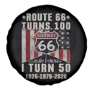 Highway 66 Turn 100 I Turn 50 Spare Tire Cover Vintage 1976 Born American Road Sign Centennial 2026 TS14 Print Your Wear
