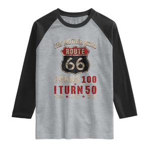 Highway 66 Turn 100 I Turn 50 Raglan Shirt Vintage 1976 Road Sign 50 Year Old Gift 2026 TS14 Heather Gray Black Print Your Wear