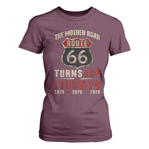 Highway 66 Turn 100 I Turn 50 T Shirt For Women Vintage 1976 Road Sign 50 Year Old Gift 2026 TS14 Maroon Print Your Wear