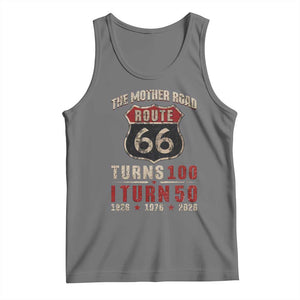 Highway 66 Turn 100 I Turn 50 Tank Top Vintage 1976 Road Sign 50 Year Old Gift 2026 TS14 Black Heather Print Your Wear