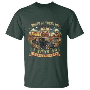 Highway 66 Turn 100 I Turn 50 T Shirt Vintage 1976 Road Sign Antique Car Lover 50 Year Old Gift TS14 Dark Forest Green Print Your Wear