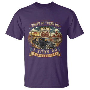 Route Highway 66 Turns 100 I Turn 80 T Shirt Vintage 1946 Road Sign Antique Car Lover 80th Birthday Gift
