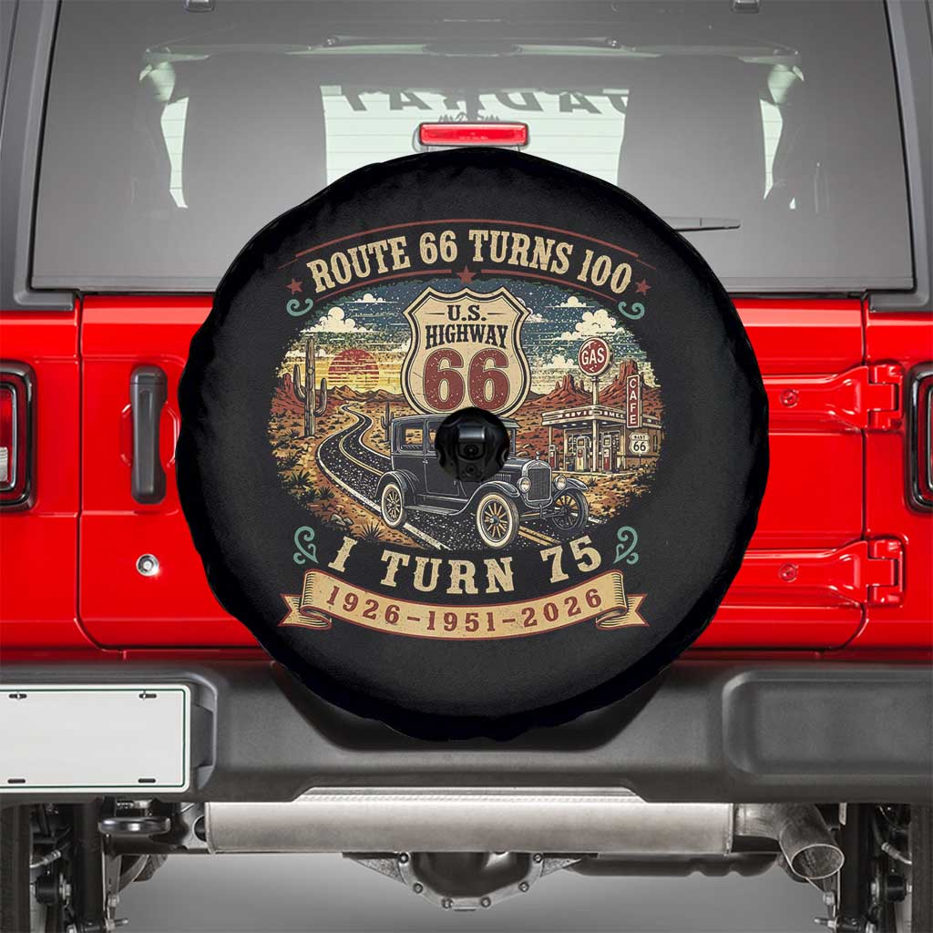 Route Highway 66 Turns 100 I Turn 75 Spare Tire Cover Vintage 1951 Road Sign Antique Car Lover 75th Birthday Gift