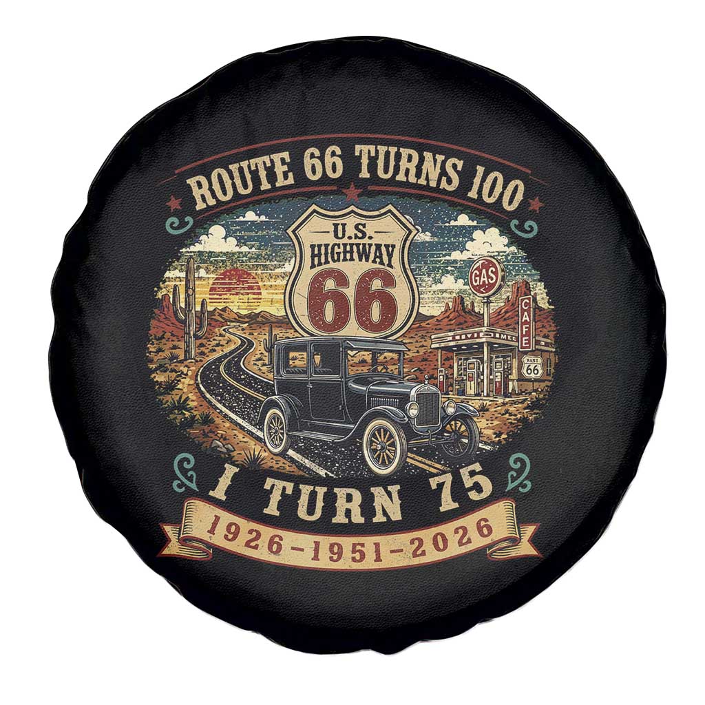 Route Highway 66 Turns 100 I Turn 75 Spare Tire Cover Vintage 1951 Road Sign Antique Car Lover 75th Birthday Gift
