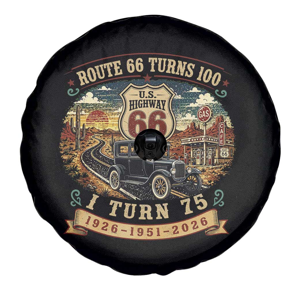 Route Highway 66 Turns 100 I Turn 75 Spare Tire Cover Vintage 1951 Road Sign Antique Car Lover 75th Birthday Gift