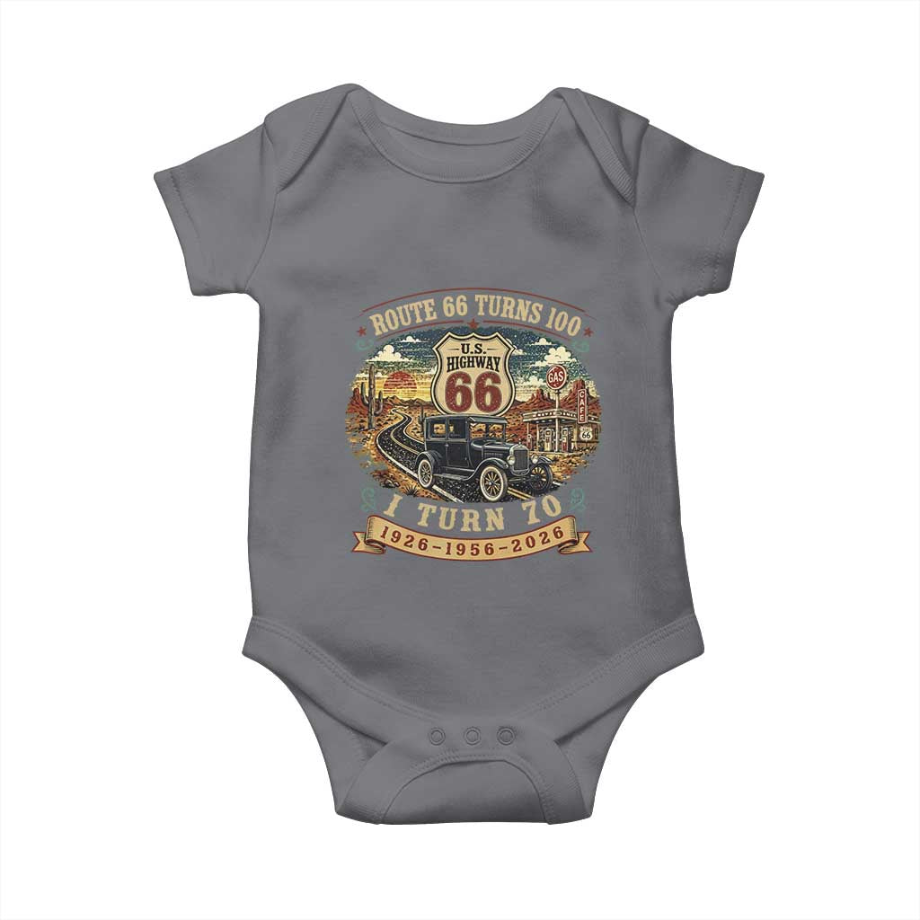 Route Highway 66 Turns 100 I Turn 70 Baby Onesie Vintage 1956 Road Sign Antique Car Lover 70th Birthday Gift
