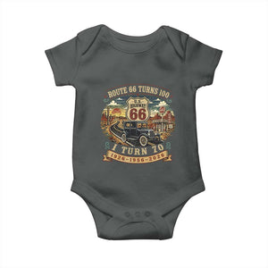 Route Highway 66 Turns 100 I Turn 70 Baby Onesie Vintage 1956 Road Sign Antique Car Lover 70th Birthday Gift