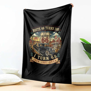 Route Highway 66 Turns 100 I Turn 65 Throw Blanket Vintage 1961 Road Sign Antique Car Lover 65th Birthday Gift