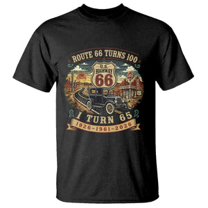 Route Highway 66 Turns 100 I Turn 65 T Shirt Vintage 1961 Road Sign Antique Car Lover 65th Birthday Gift