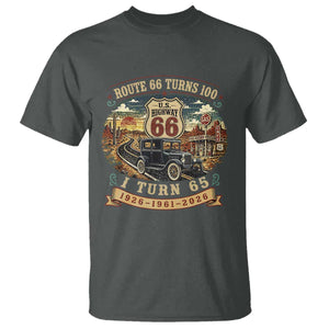 Route Highway 66 Turns 100 I Turn 65 T Shirt Vintage 1961 Road Sign Antique Car Lover 65th Birthday Gift