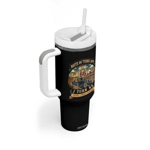 Route Highway 66 Turns 100 I Turn 65 Tumbler With Handle Vintage 1961 Road Sign Antique Car Lover 65th Birthday Gift