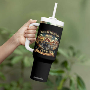 Route Highway 66 Turns 100 I Turn 65 Tumbler With Handle Vintage 1961 Road Sign Antique Car Lover 65th Birthday Gift