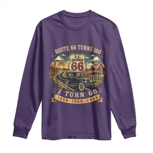 Route Highway 66 Turns 100 I Turn 60 Long Sleeve Shirt Vintage 1966 Road Sign Antique Car Lover 60th Birthday Gift