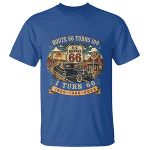 Route Highway 66 Turns 100 I Turn 60 T Shirt Vintage 1966 Road Sign Antique Car Lover 60th Birthday Gift