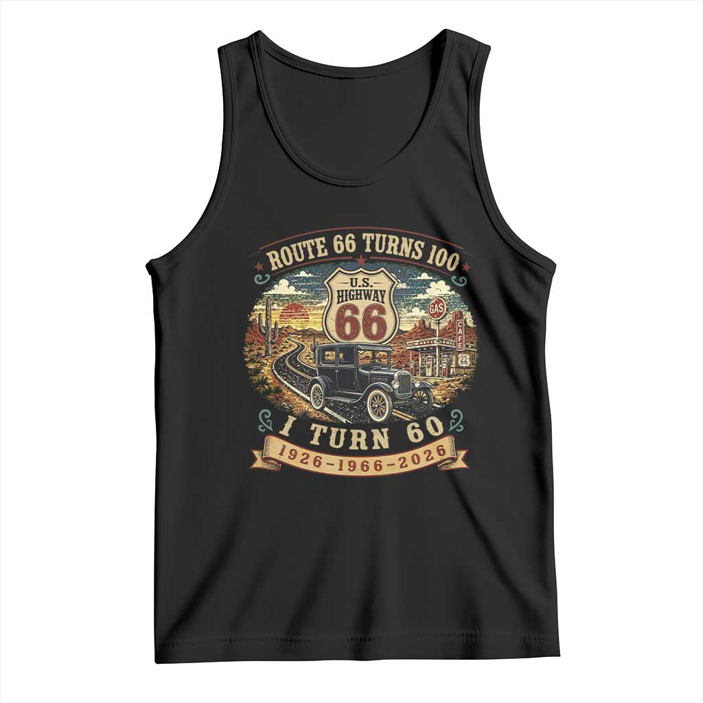 Route Highway 66 Turns 100 I Turn 60 Tank Top Vintage 1966 Road Sign Antique Car Lover 60th Birthday Gift