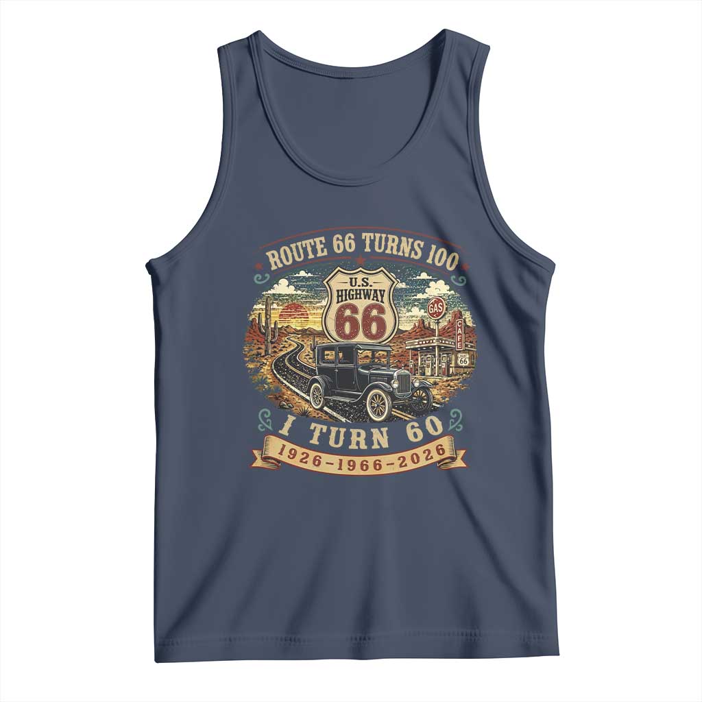 Route Highway 66 Turns 100 I Turn 60 Tank Top Vintage 1966 Road Sign Antique Car Lover 60th Birthday Gift