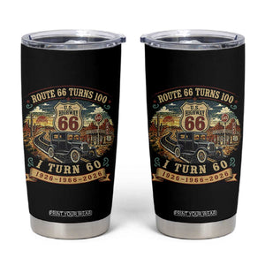 Route Highway 66 Turns 100 I Turn 60 Tumbler Cup Vintage 1966 Road Sign Antique Car Lover 60th Birthday Gift