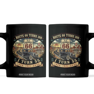 Route Highway 66 Turns 100 I Turn 55 Coffee Mug Vintage 1971 Road Sign Antique Car Lover 55th Birthday Gift