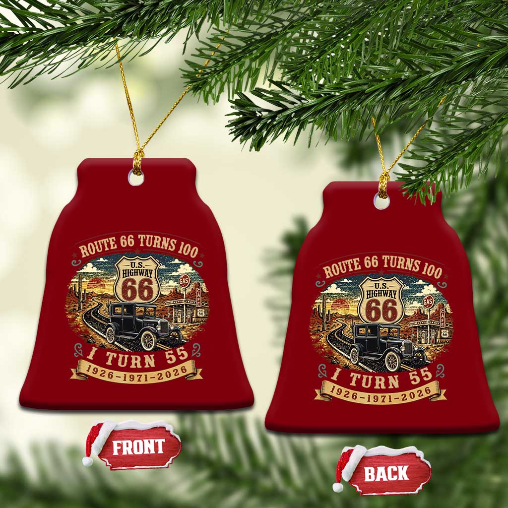 Route Highway 66 Turns 100 I Turn 55 Ceramic Ornament Vintage 1971 Road Sign Antique Car Lover 55th Birthday Gift