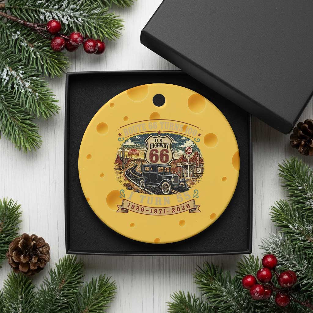 Route Highway 66 Turns 100 I Turn 55 Ceramic Ornament Vintage 1971 Road Sign Antique Car Lover 55th Birthday Gift
