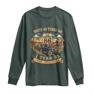Route Highway 66 Turns 100 I Turn 55 Long Sleeve Shirt Vintage 1971 Road Sign Antique Car Lover 55th Birthday Gift