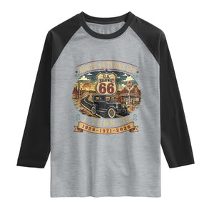 Route Highway 66 Turns 100 I Turn 55 Raglan Shirt Vintage 1971 Road Sign Antique Car Lover 55th Birthday Gift