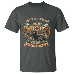 Route Highway 66 Turns 100 I Turn 55 T Shirt Vintage 1971 Road Sign Antique Car Lover 55th Birthday Gift